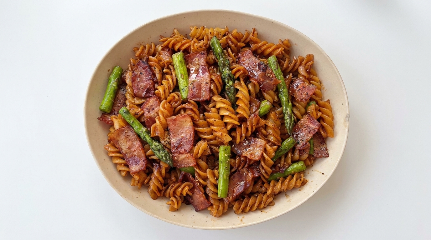 Savory Bacon and Asparagus Fusilli Pasta