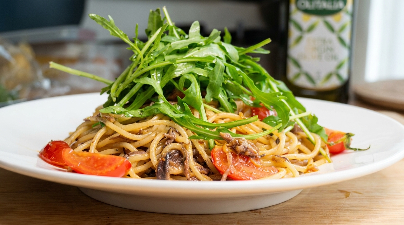 Quick Anchovy Spaghetti with Caramelized Onions