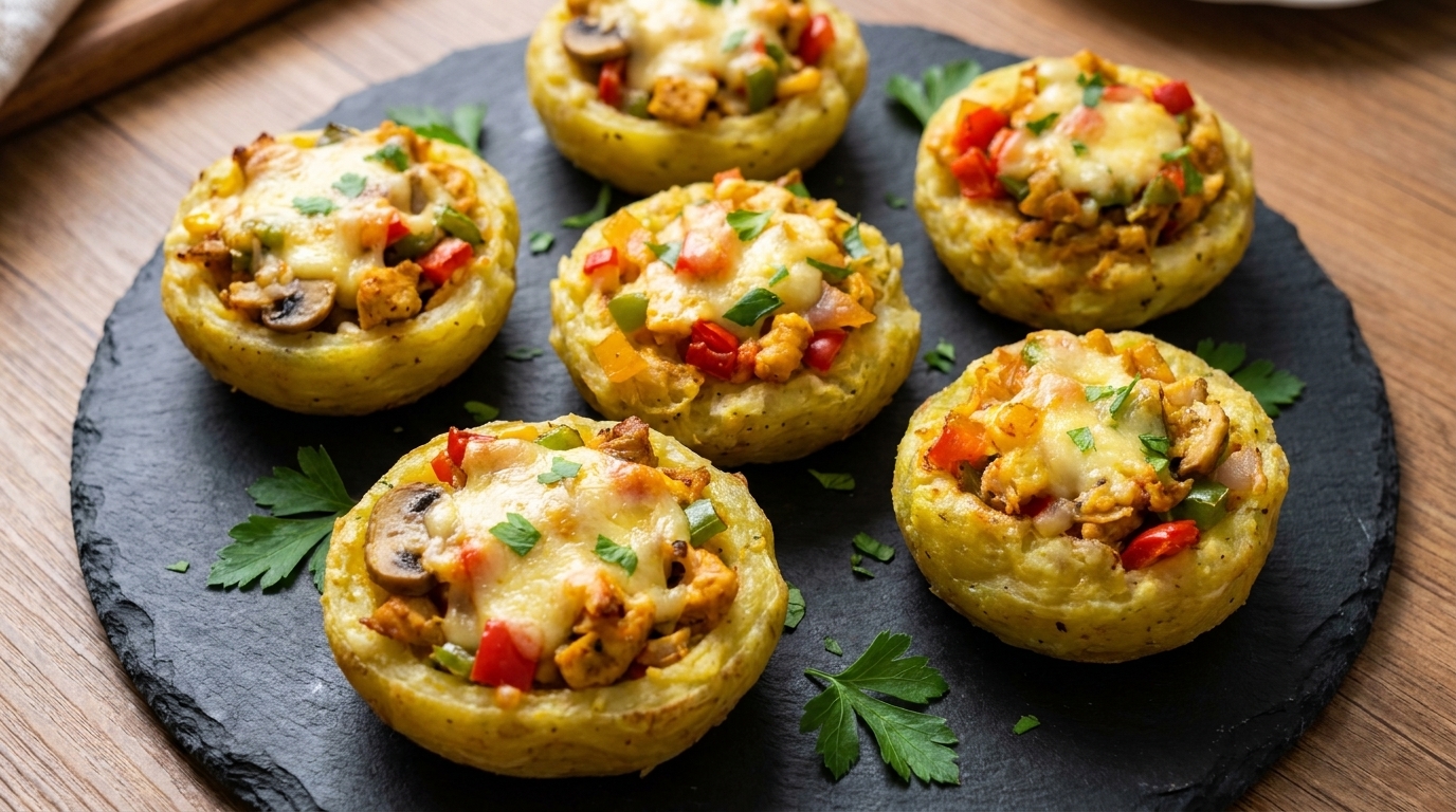 Savory Chicken & Cheese Potato Tarts