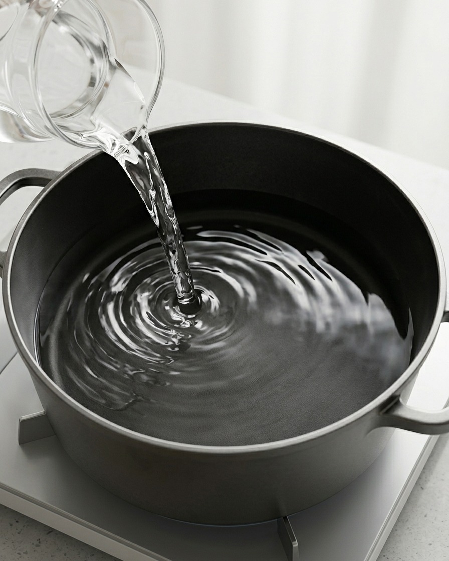 Large rigatoni pasta boiling in a pot of water.