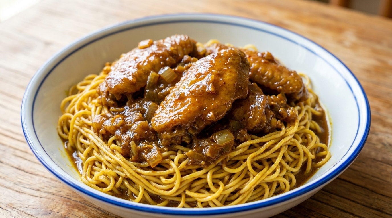 Macau-Style Curry Chicken Wing Lo Mein