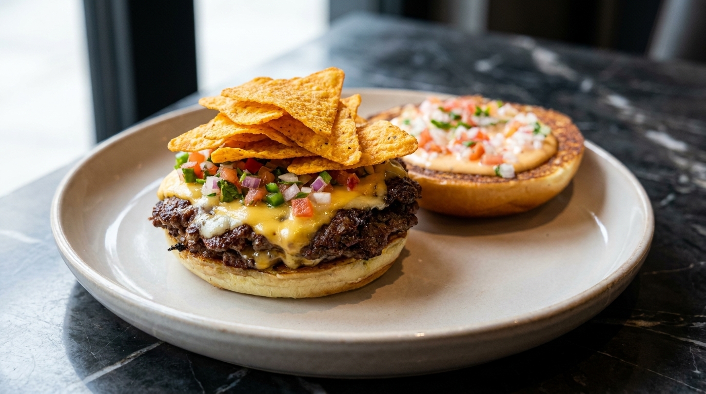 Mexican Salsa and Smoked Chili Double Smash Burger