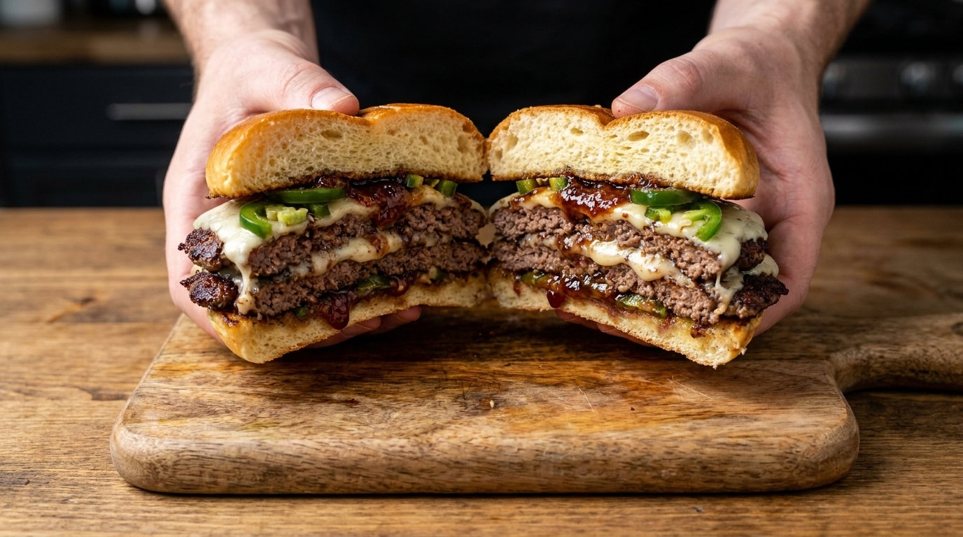 Jalapeño Popper Smash Burger with Bacon Jam
