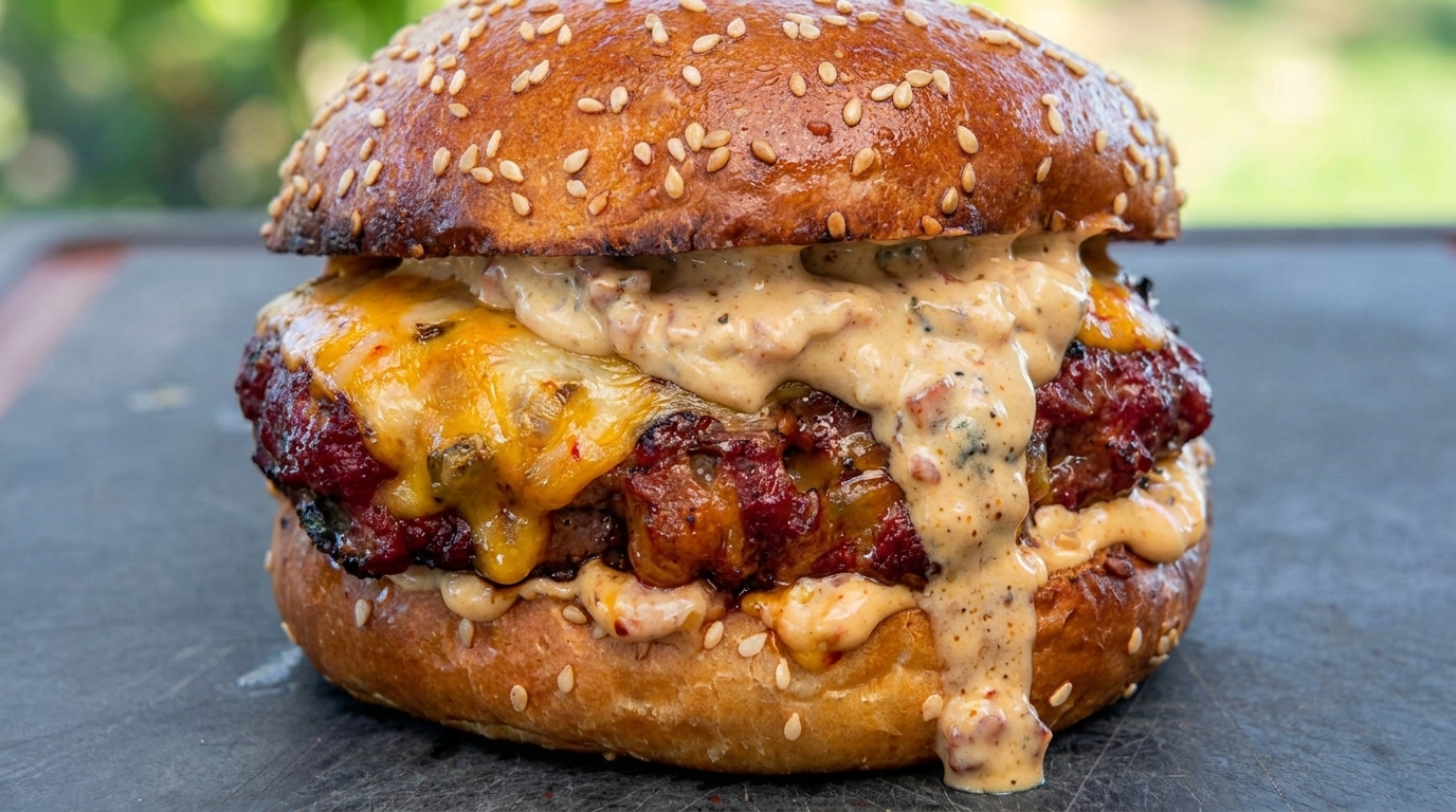 Ultimate Smoked Bacon and Spicy Beef Burger