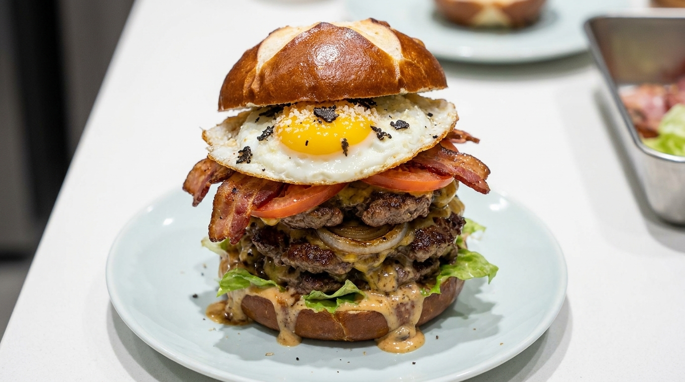 Ultimate Black Truffle & Parmesan Pretzel Burger