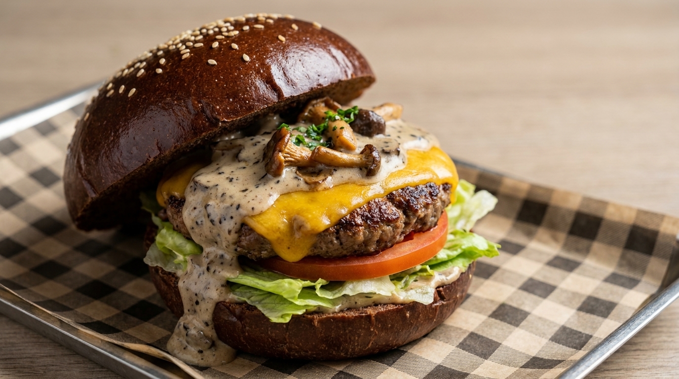 Gourmet Truffle Cream Mushroom Burger