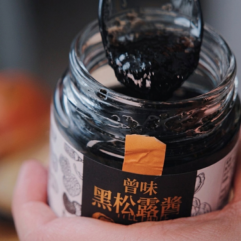 Truffle paste being mixed into the sauce until the color is uniform.