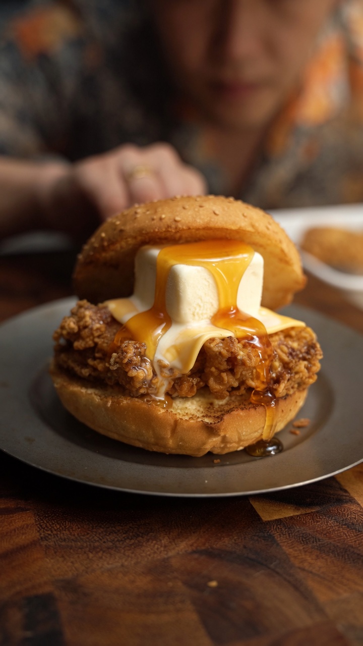 Ice Cream Fried Chicken Burger