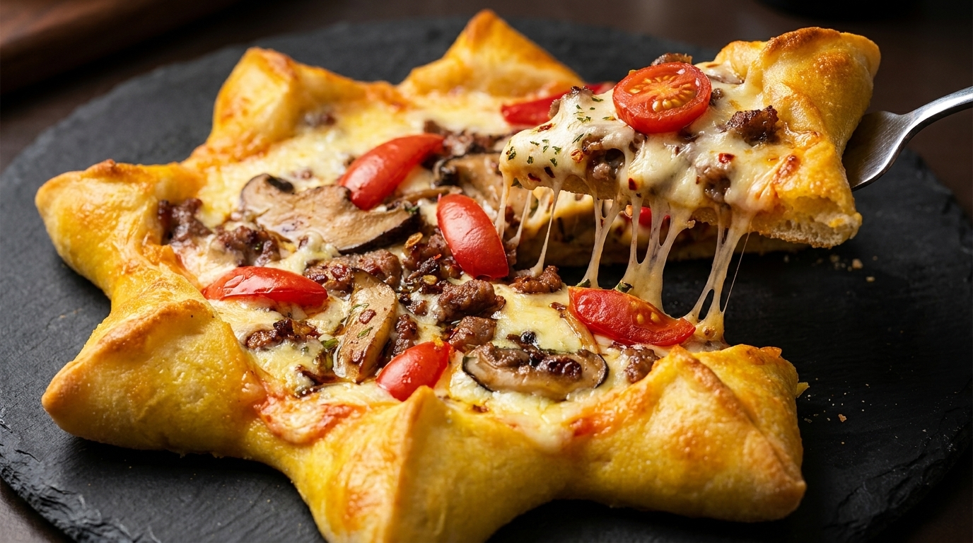 Star-Shaped Spicy Pork Pizza