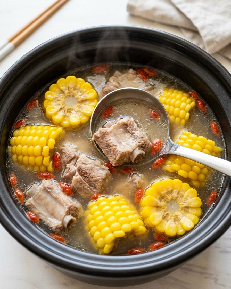 Blanched pork ribs arranged inside an electric pressure cooker pot along with other prepared ingredients.