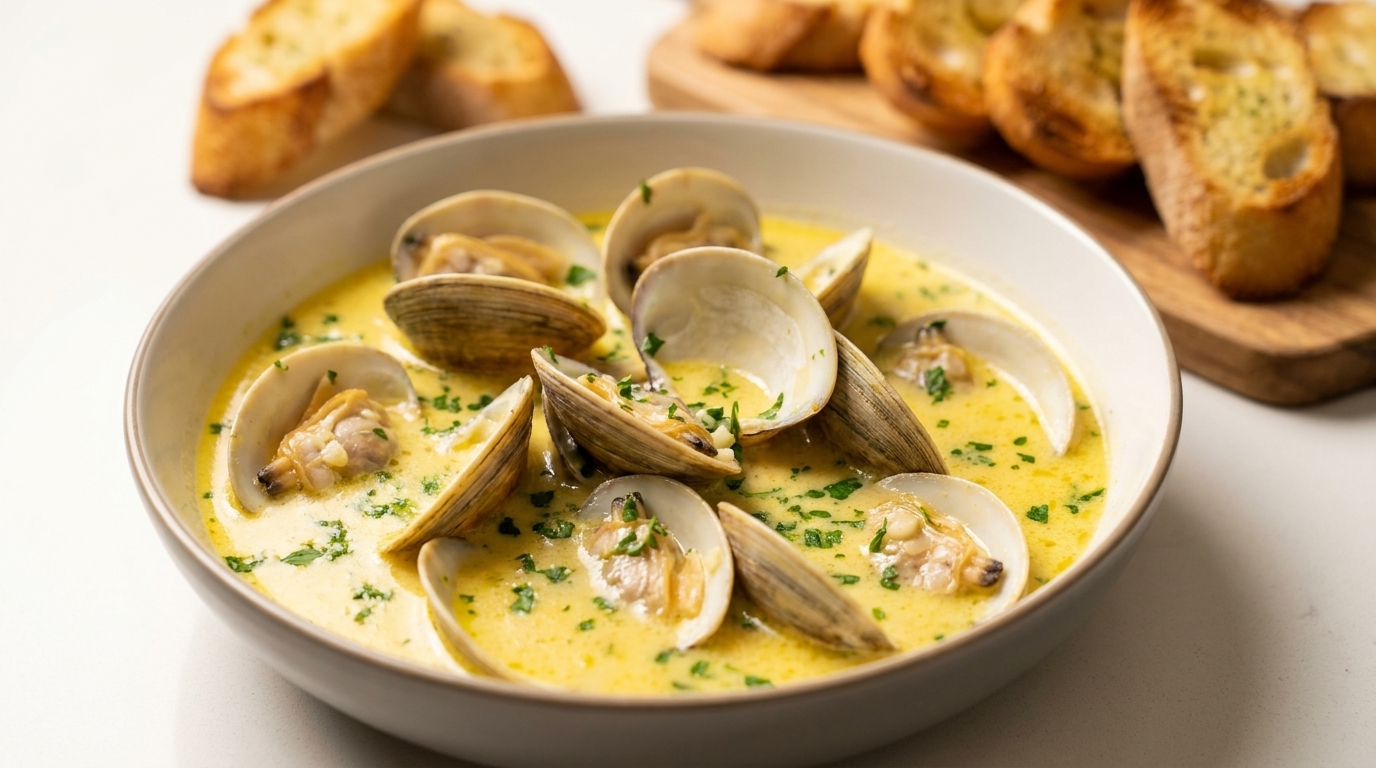 French-Style Garlic Butter Clam Soup