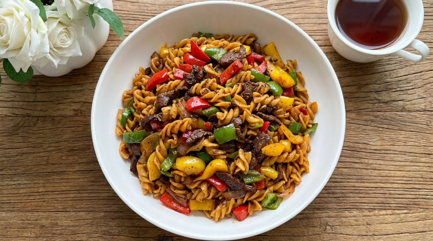 Black Pepper Beef Fusilli
