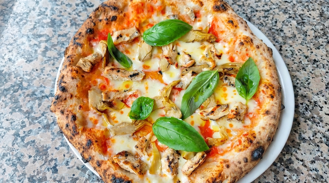 Artichoke and Chicken Pizza