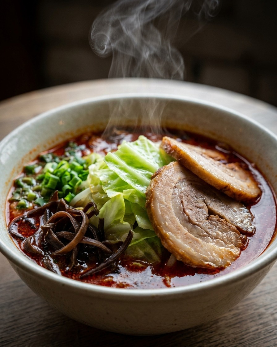 Ramen noodles boiling in a pot of water, being stirred with chopsticks.