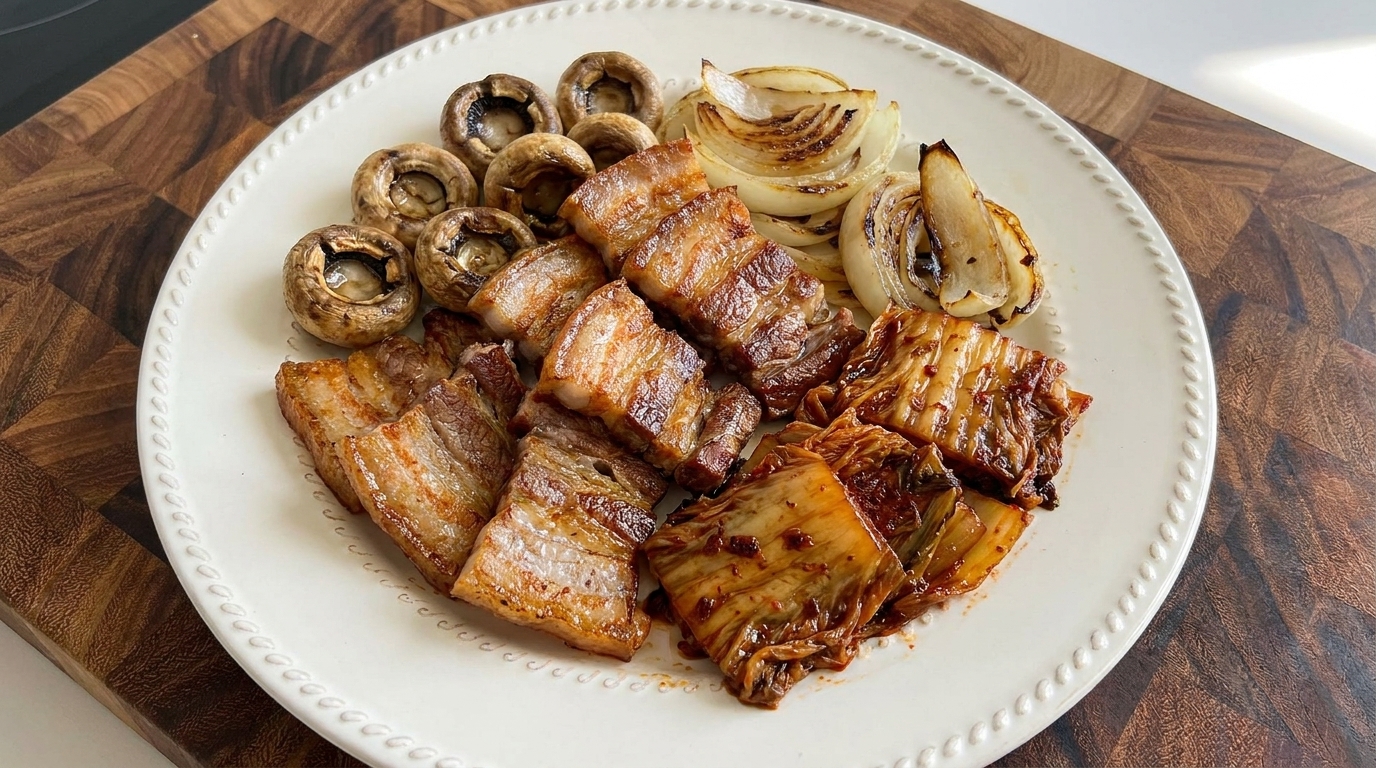 Crispy Oven-Roasted Pork Belly with Aged Kimchi