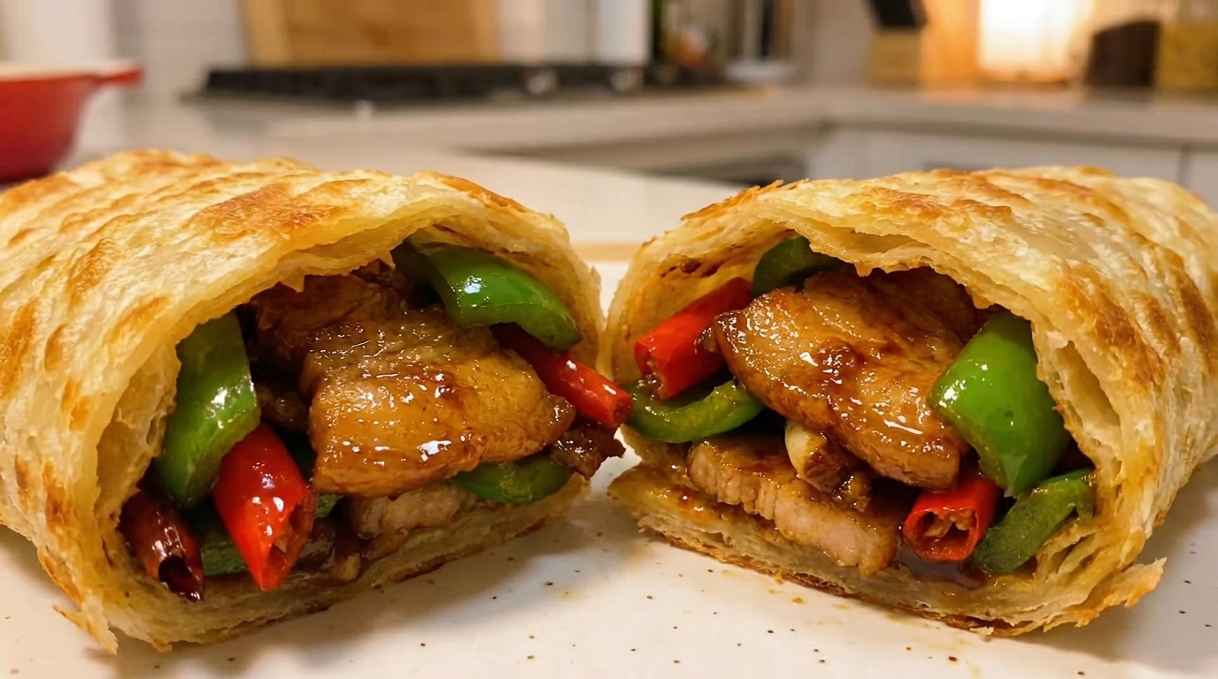 Spicy Pork Belly Pancake Wrap
