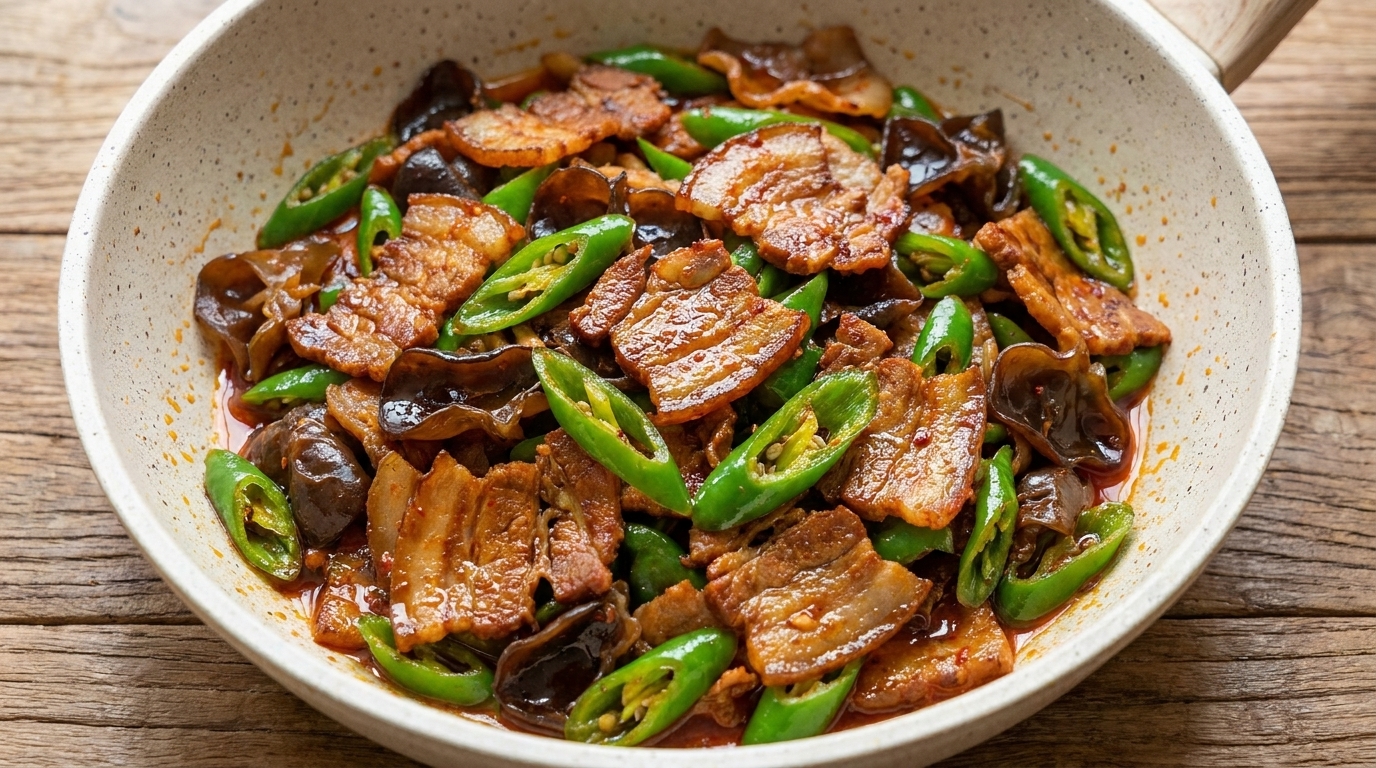 Classic Stir-fried Pork Belly with Chili Peppers