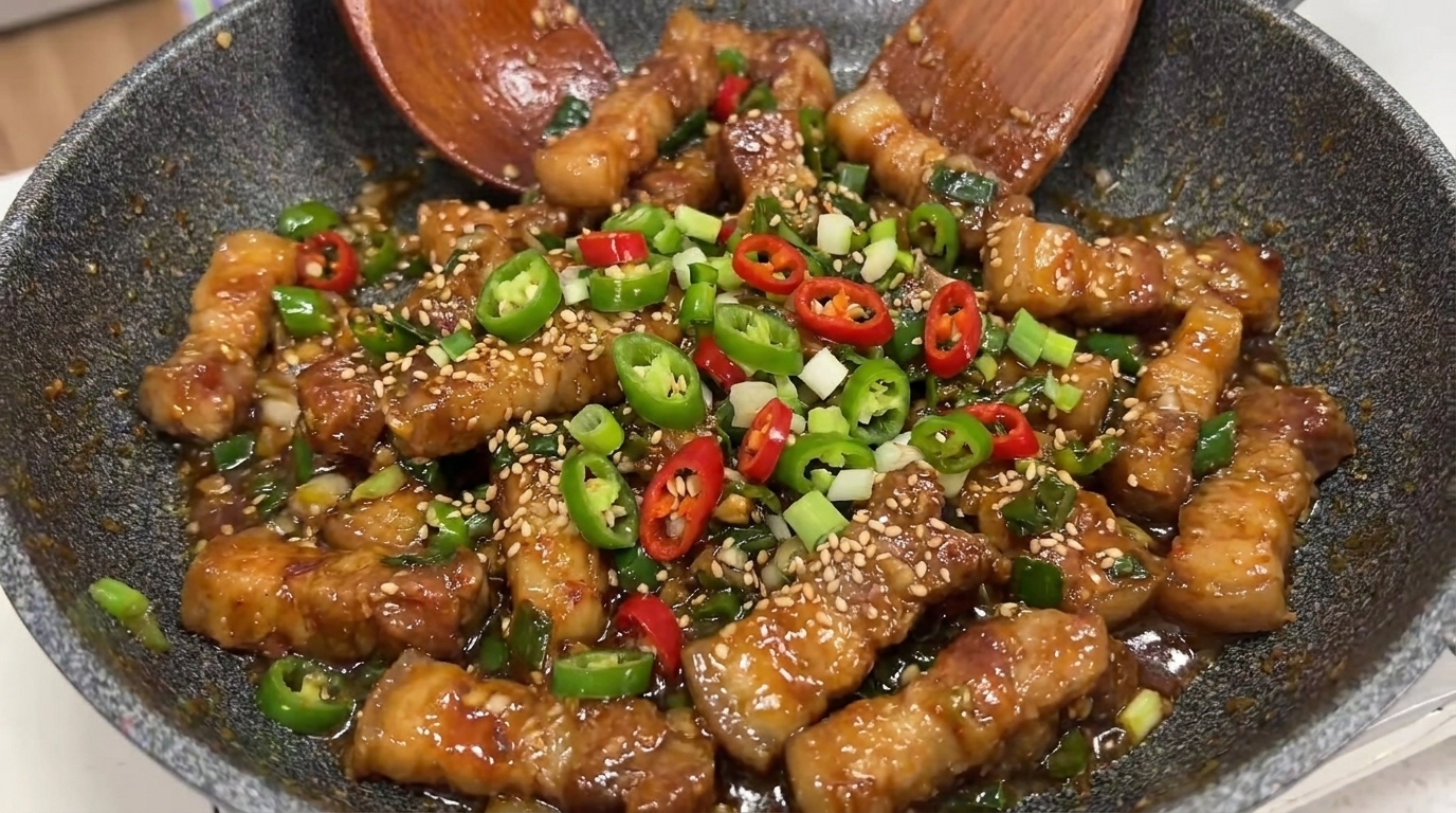 Korean Soybean Paste Pork Belly (Dwaeji-gogi Doenjang-bokkeum)