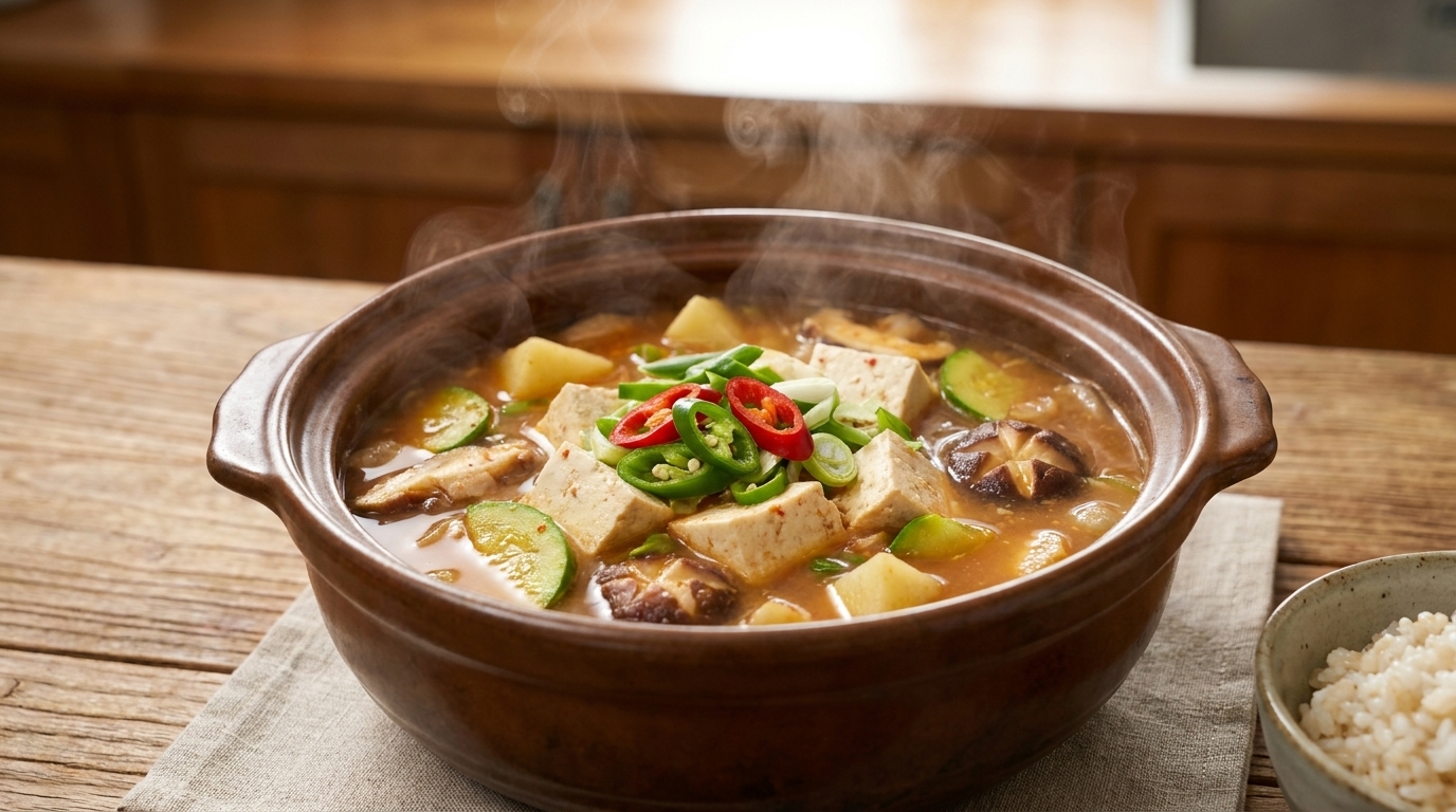 Traditional Korean Doenjang-jjigae (Soybean Paste Stew)