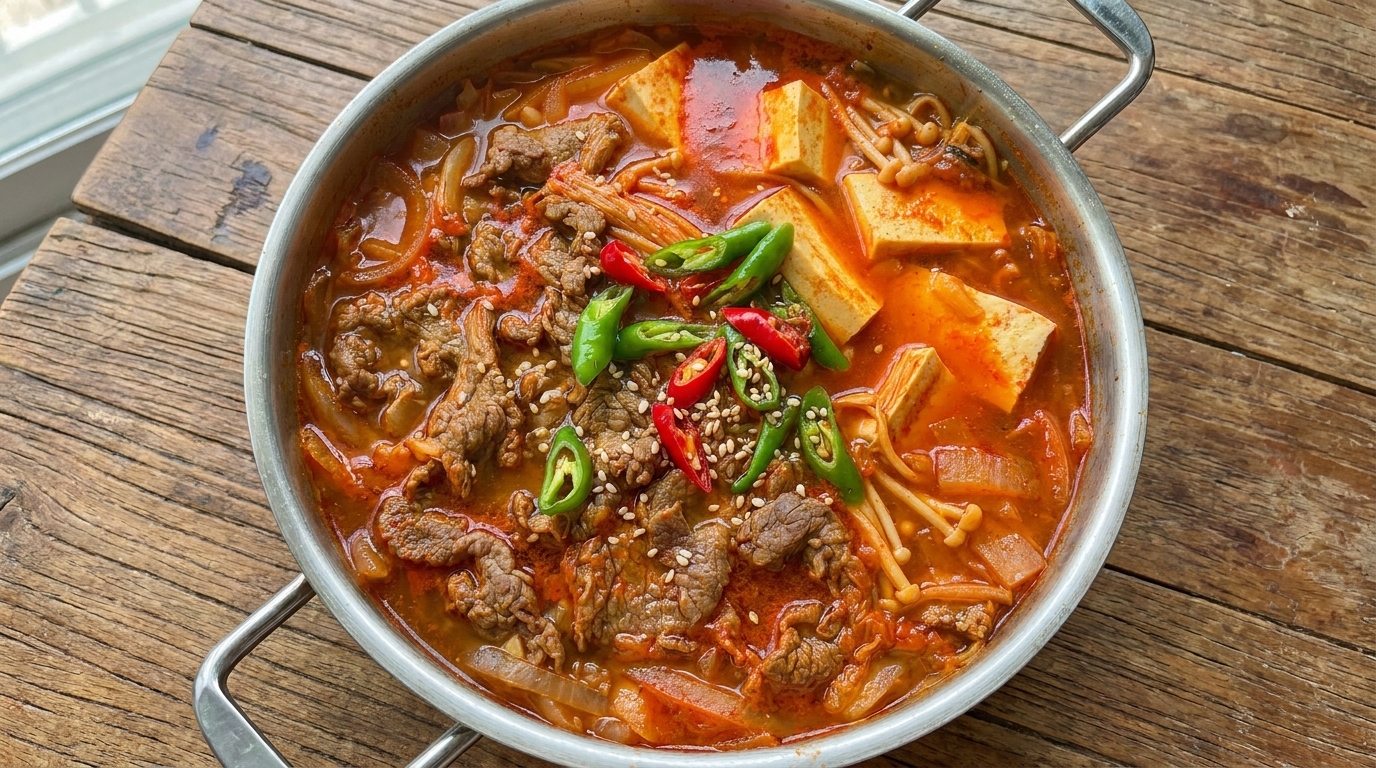 Spicy Kimchi Beef Soup