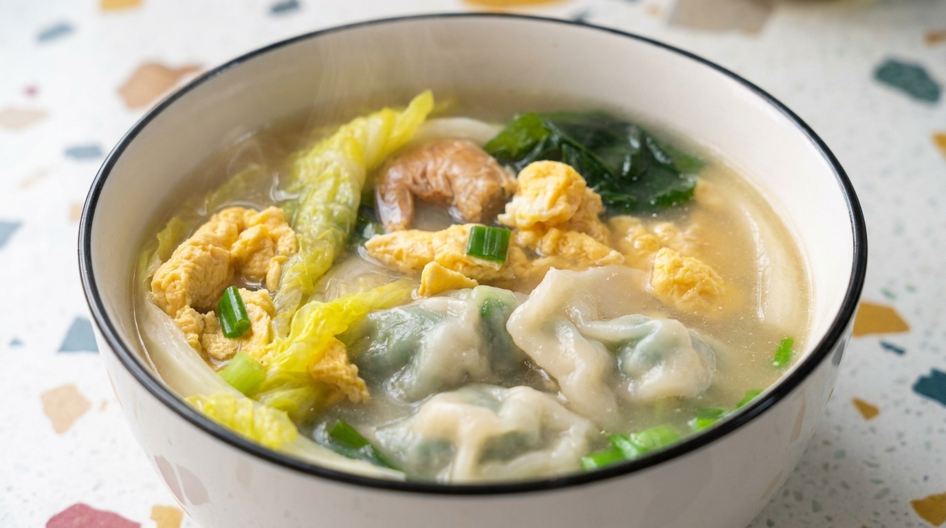 Savory Dumpling and Egg Drop Soup