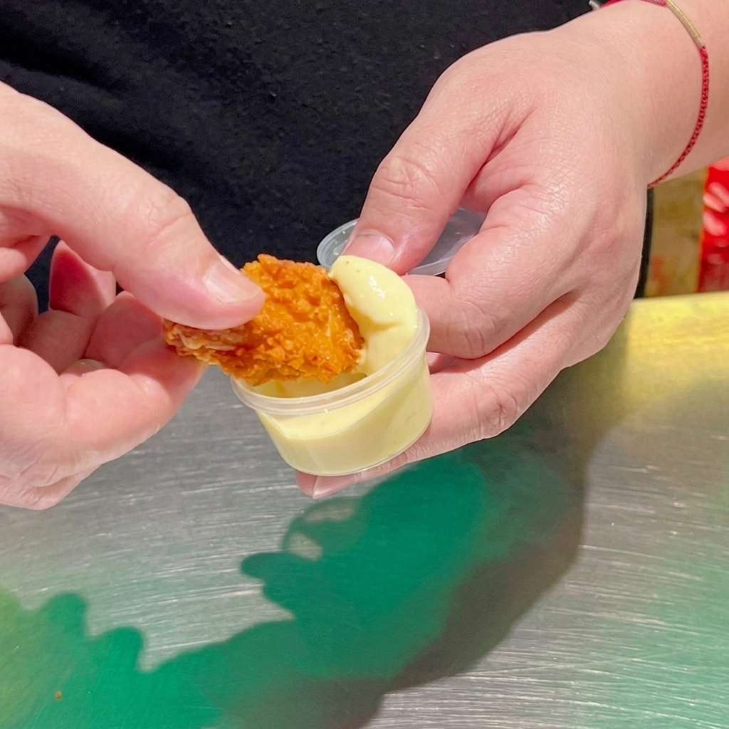 A spoonful of golden honey being added into a clear glass bowl.