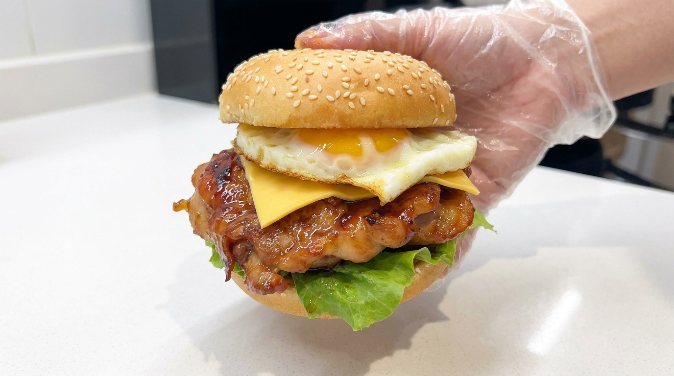 Homemade Teriyaki Chicken Cheese Burger