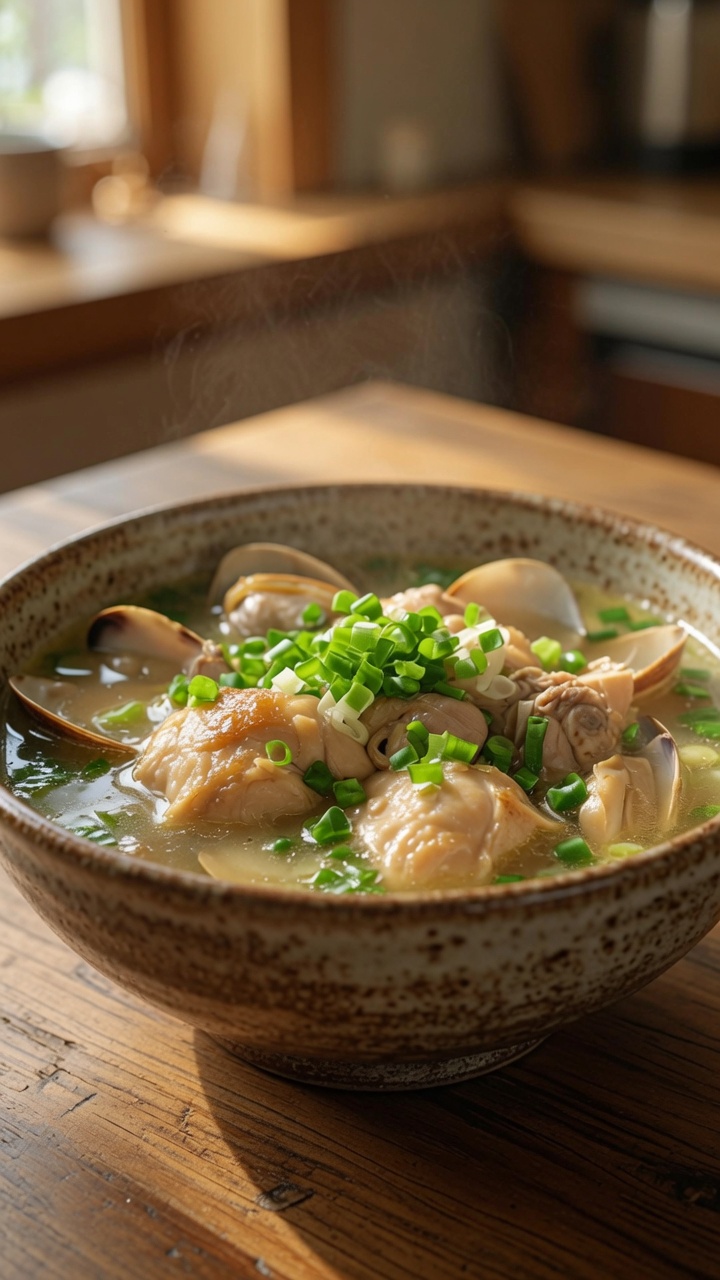 Salted Scallion Clam Chicken Soup