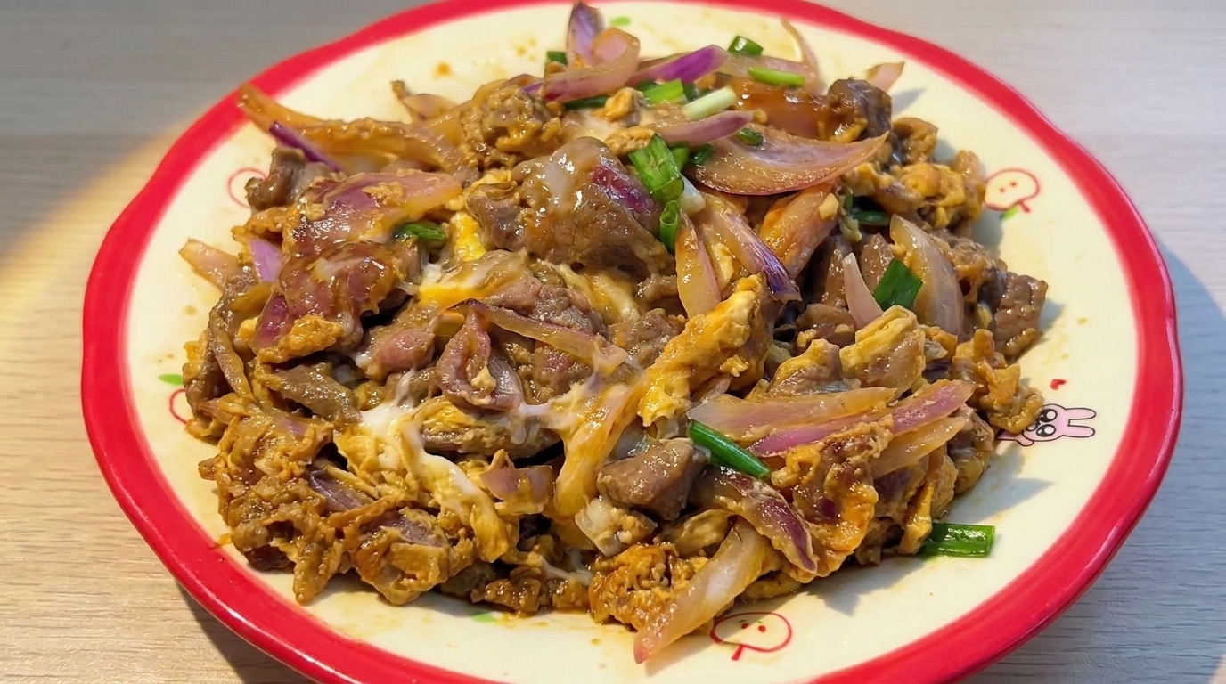 Onion Beef Scrambled Egg Rice