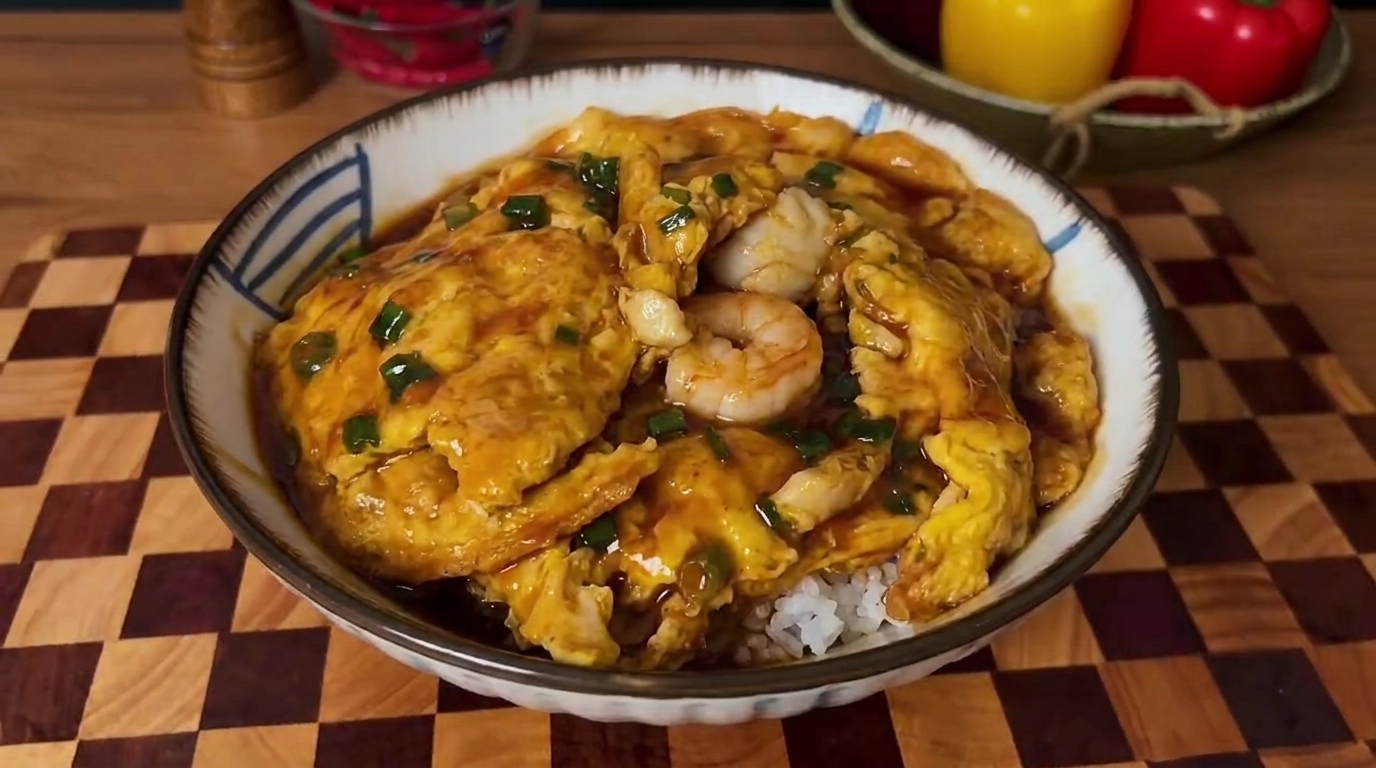 Japanese-Style Seafood Egg Rice Bowl