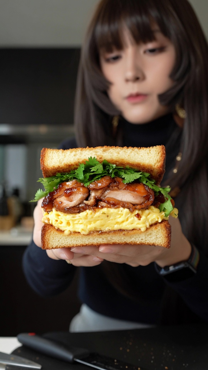 Savory Chicken and Scrambled Egg Sandwich