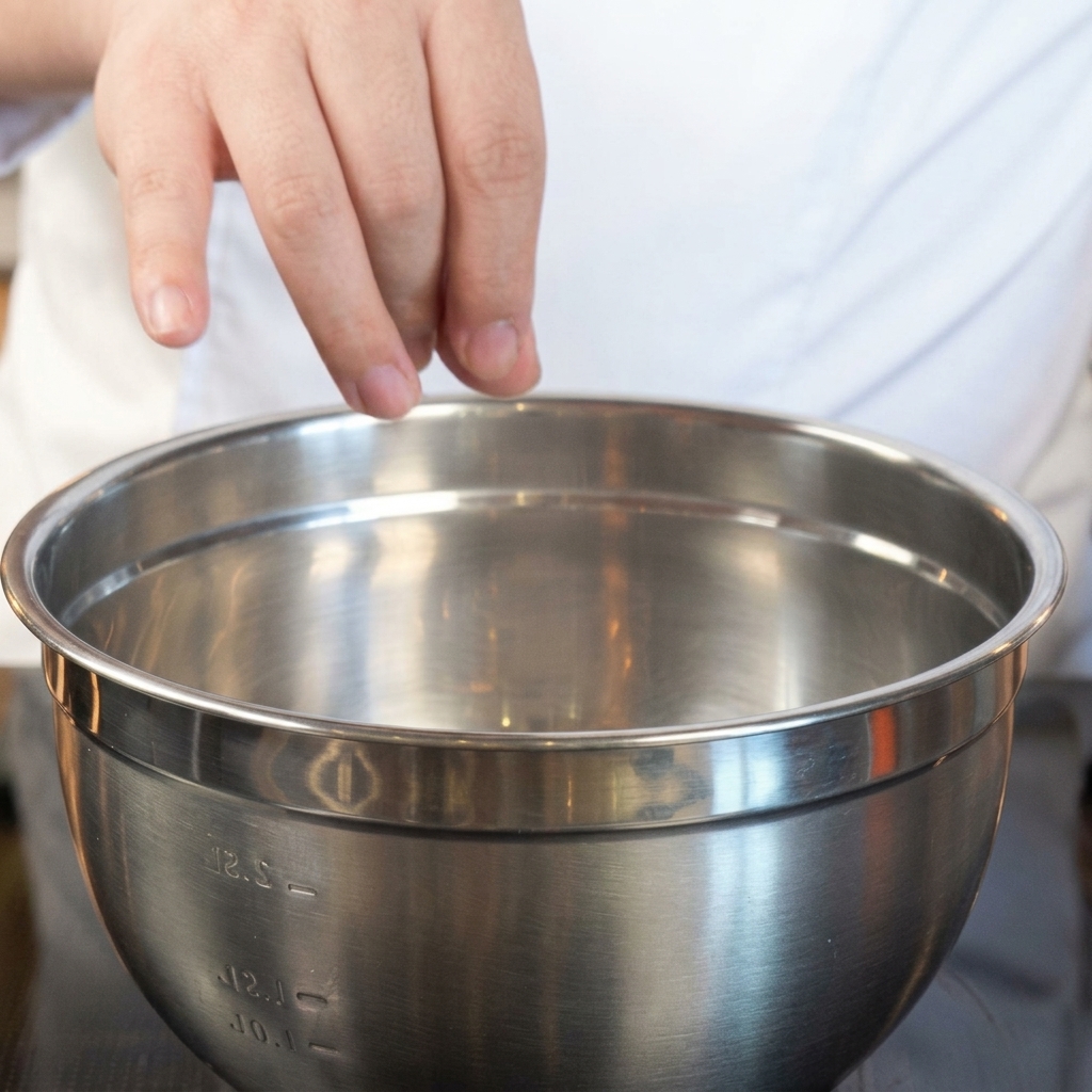 A variety of dry spices being mixed together in a stainless steel mixing bowl.