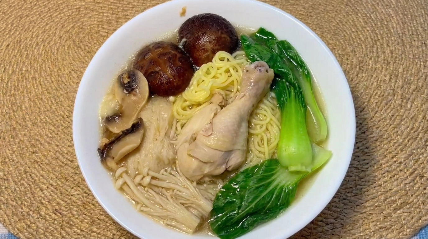 Wholesome Mushroom Chicken Noodle Soup