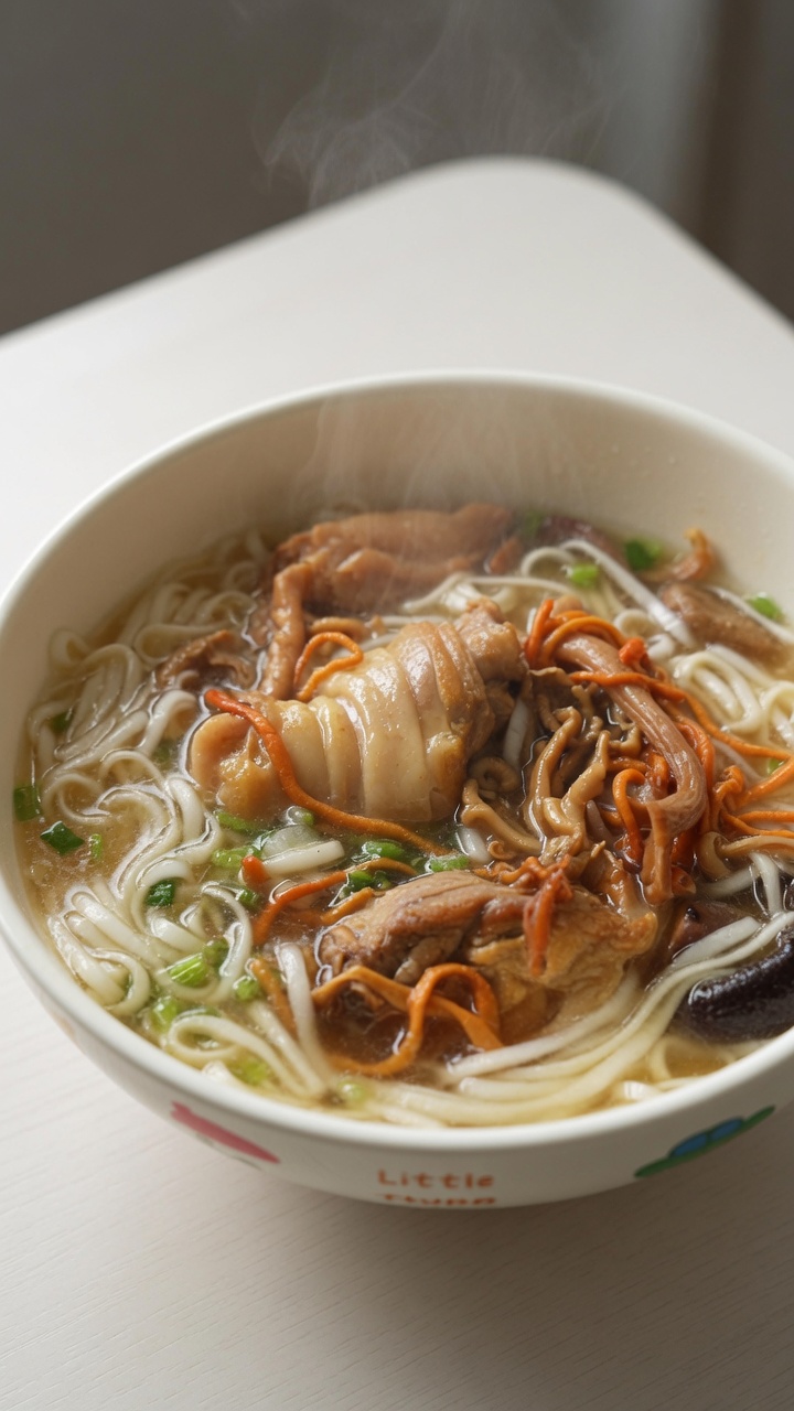 Fragrant Chicken and Dried Mushroom Noodle Soup