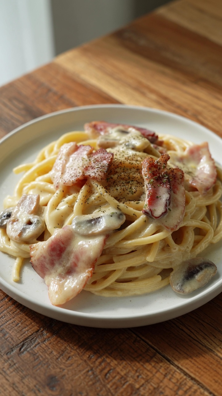 Creamy Bacon and Mushroom Pasta