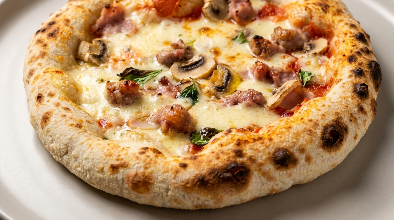 Gourmet Mushroom, Pork, and Sausage Pizza
