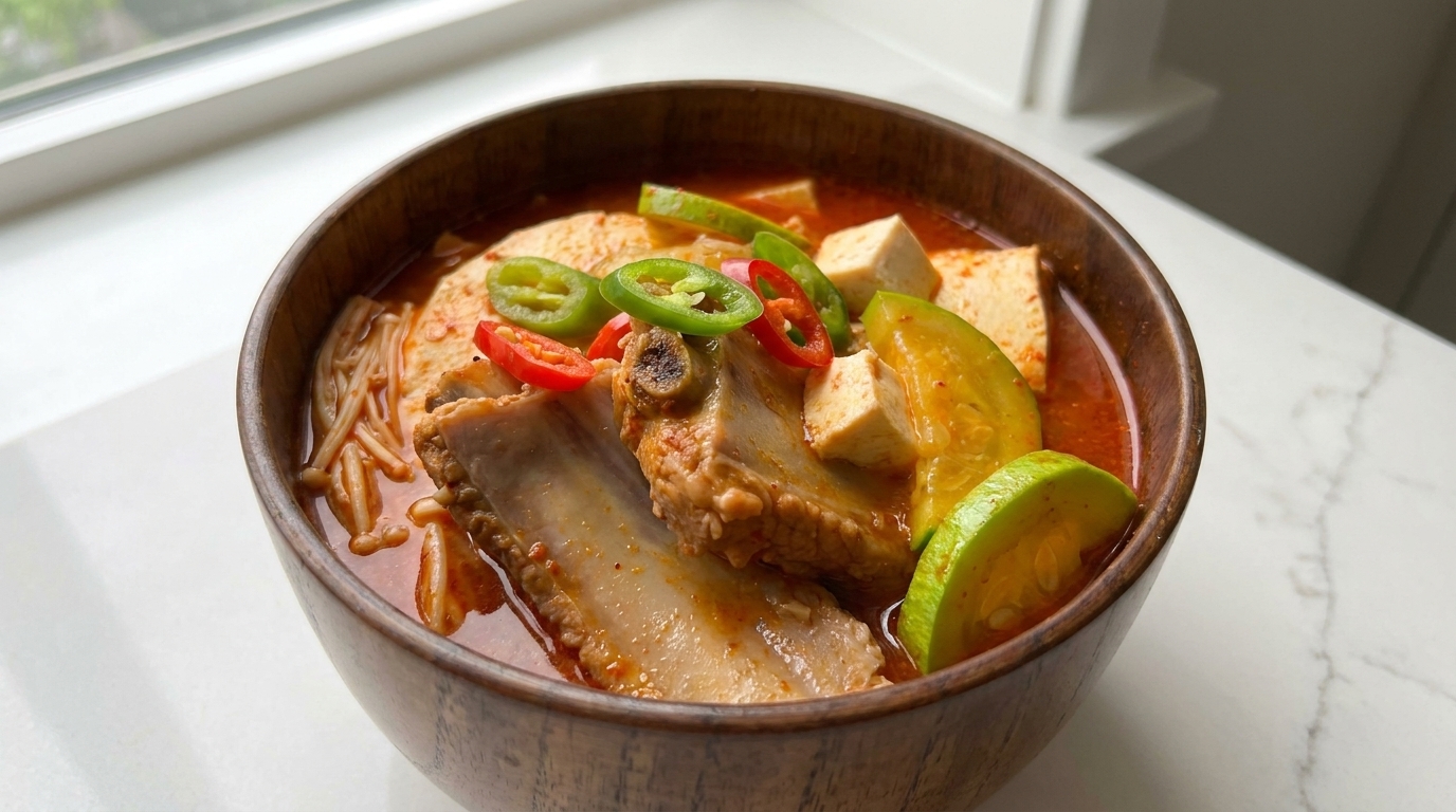Spicy Korean Kimchi Pork Rib Soup