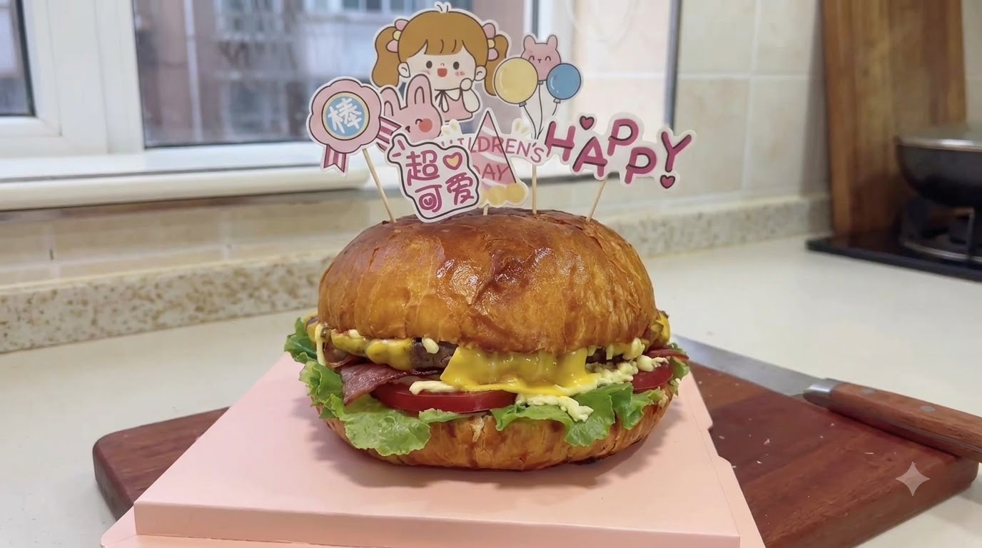 Giant 8-Inch American Birthday Burger
