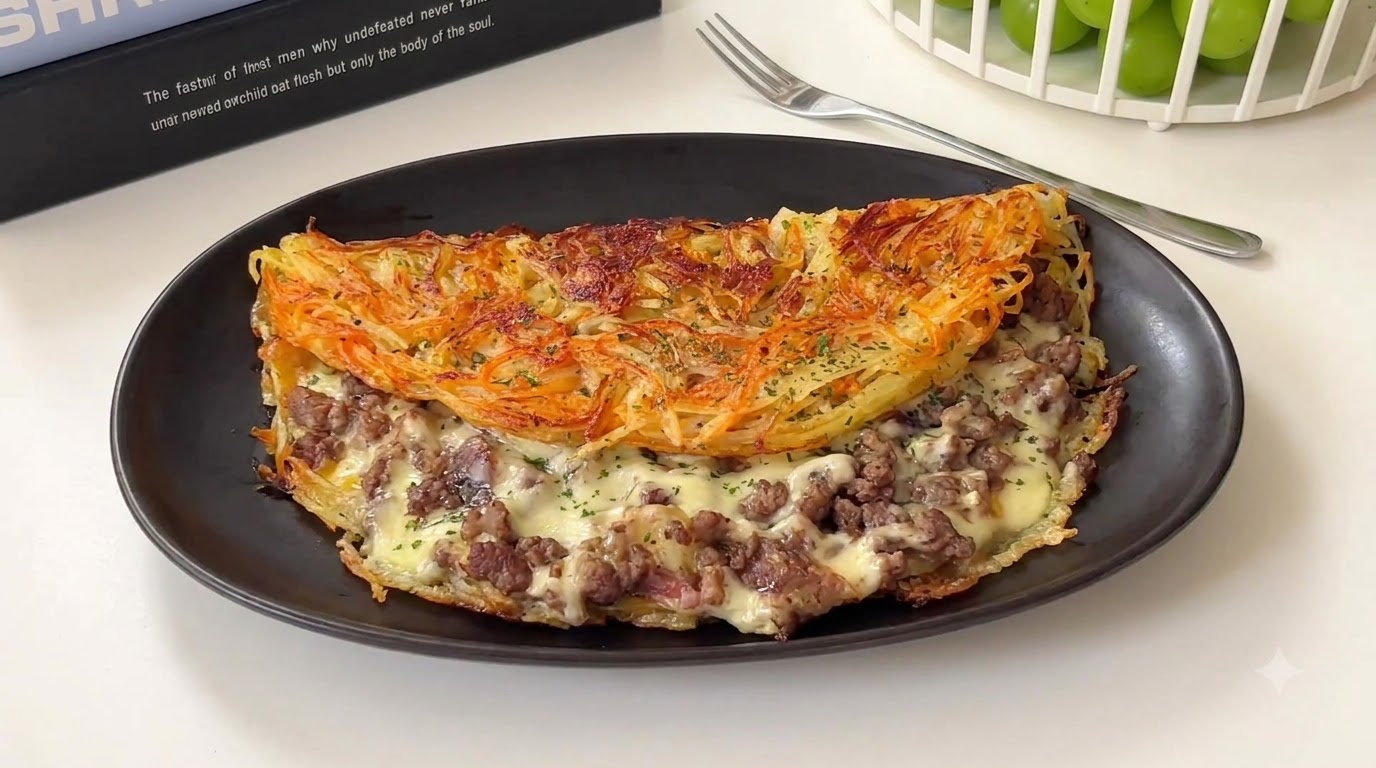 Crispy Cheese Beef Potato Pancake