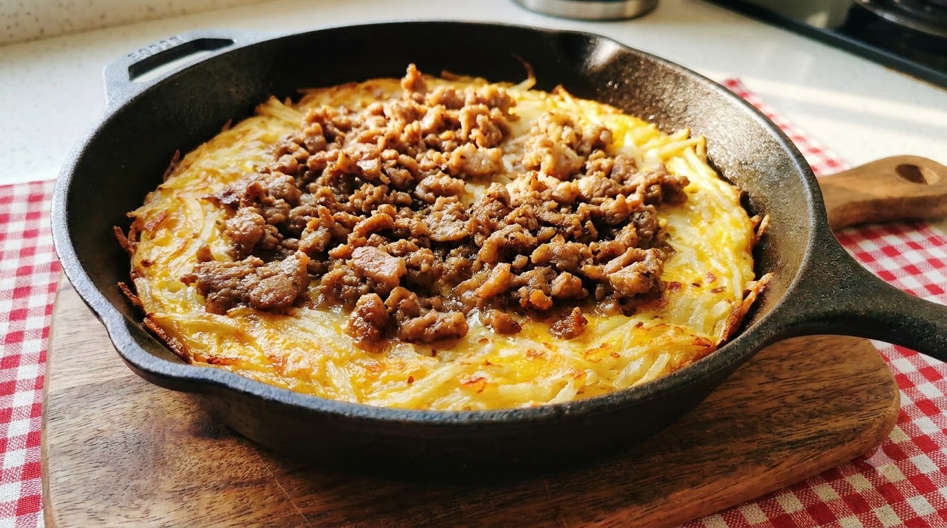 Savory Beef and Shredded Potato Pie