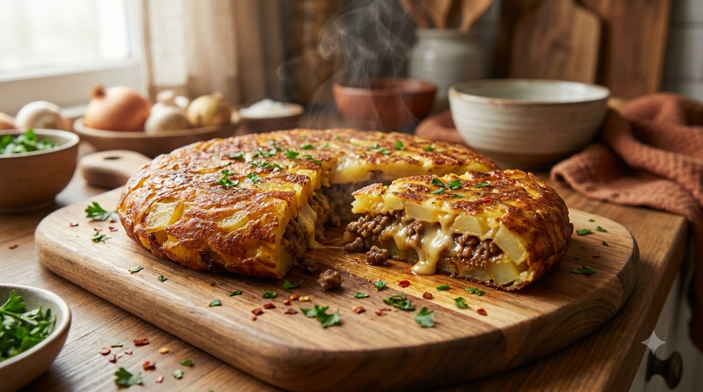 Crispy Potato Beef Patties with Melted Cheese