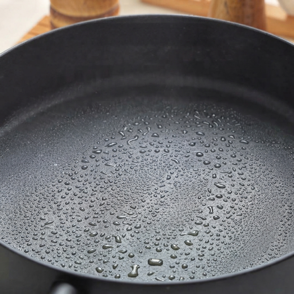 Ground beef cooking in a heated pan with oil, turning brown.
