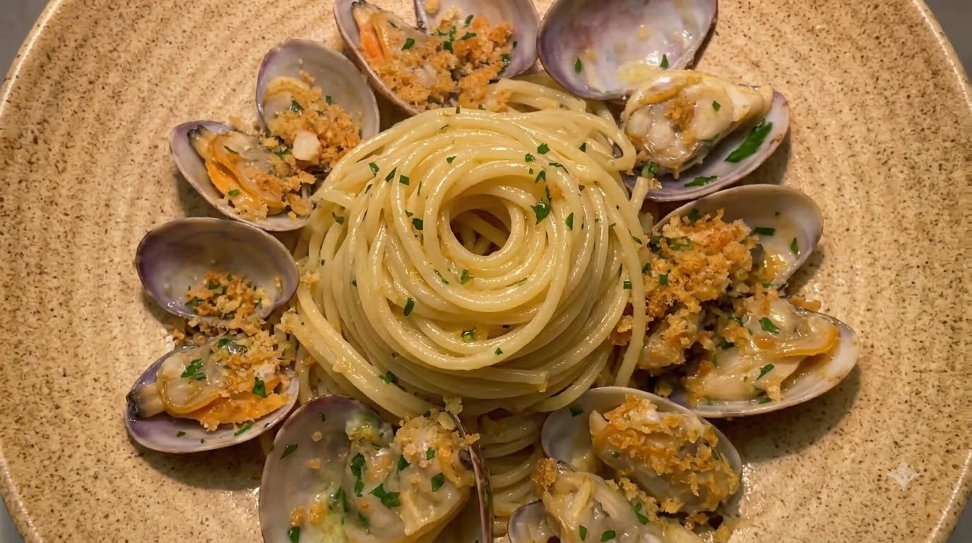 Classic Clam Spaghetti with Toasted Garlic Breadcrumbs