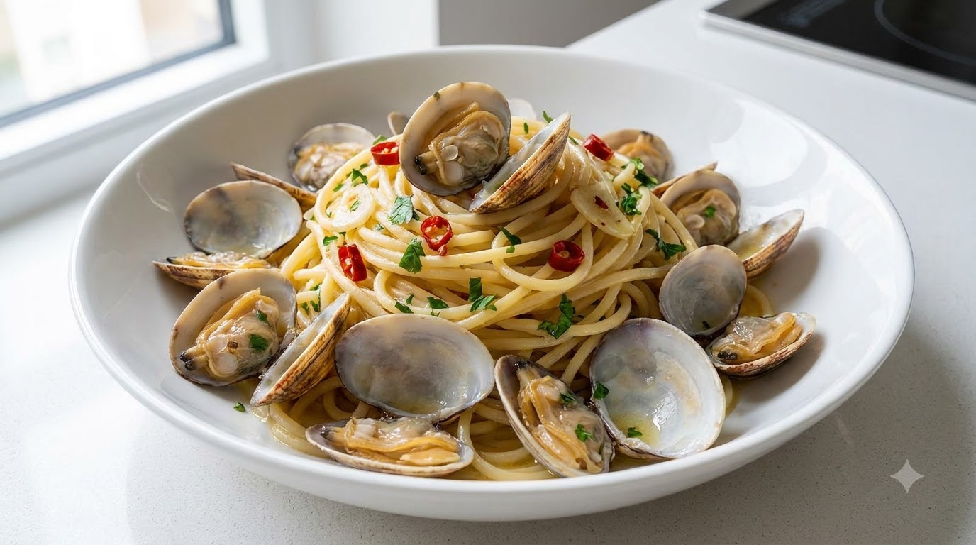 10-Minute Garlic Clam Pasta (Spaghetti Alle Vongole)