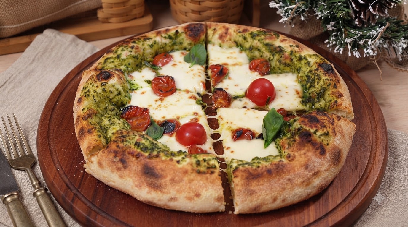 Homemade Artisan Pesto & Roasted Tomato Pizza