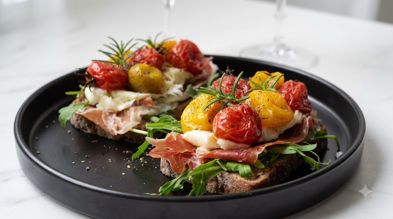 Roasted Tomato & Ham Open-Faced Sandwich
