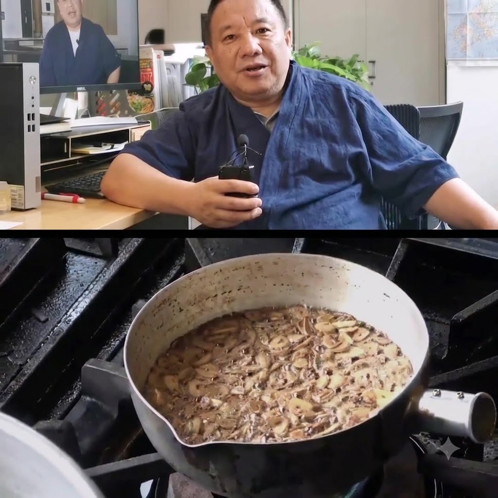 The remaining garlic slices fried completely black in the hot oil pot.