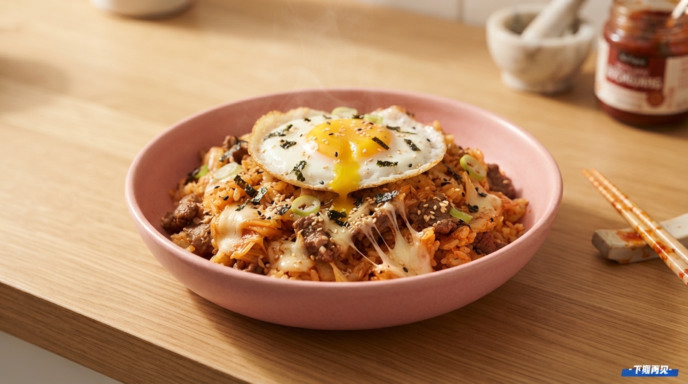 Korean Cheese Kimchi Beef Fried Rice
