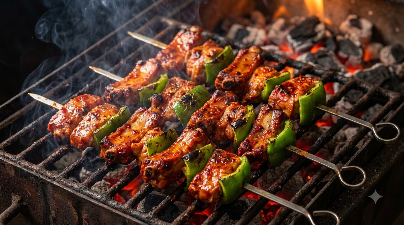 Spicy Barbecue Pork Rib Skewers