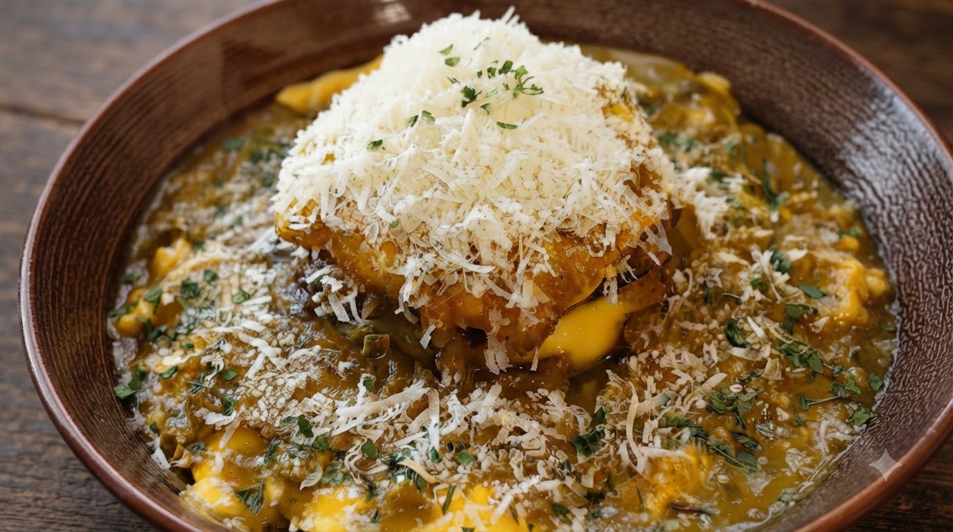 Curry Cheese Hamburger Steak with Rice